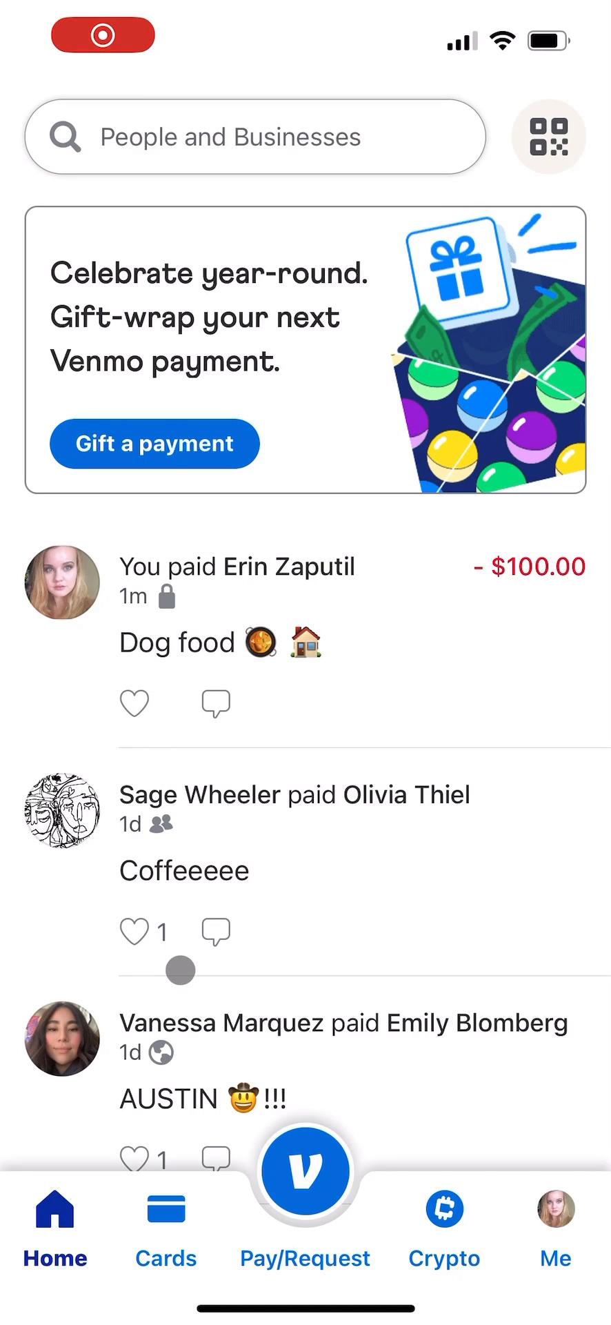 General browsing on Venmo video screenshot