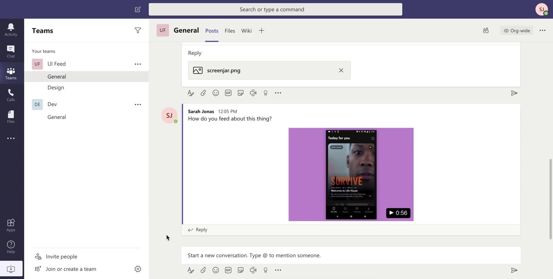 Chat on Microsoft Teams video screenshot