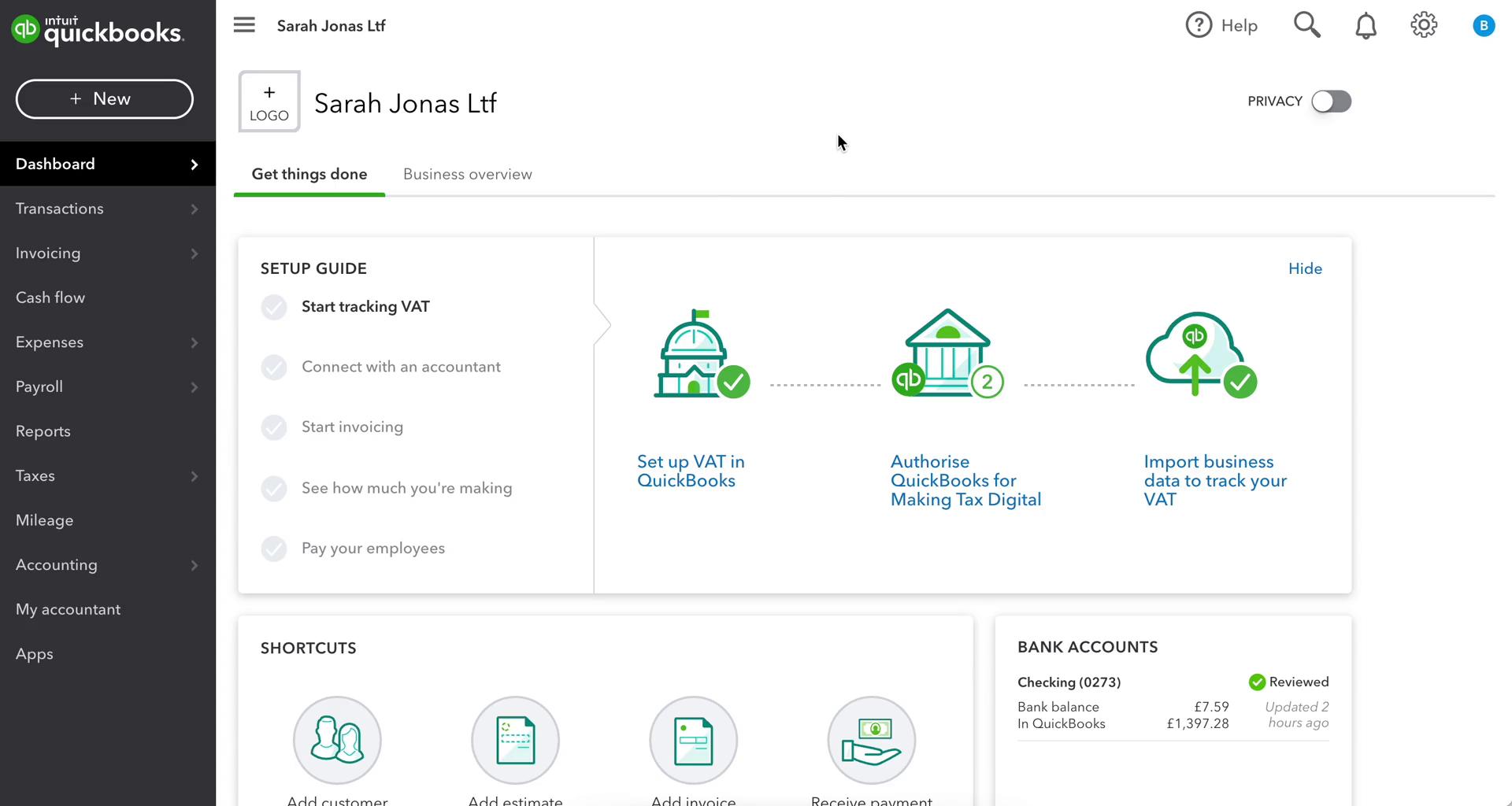 Analytics/Stats on QuickBooks video screenshot