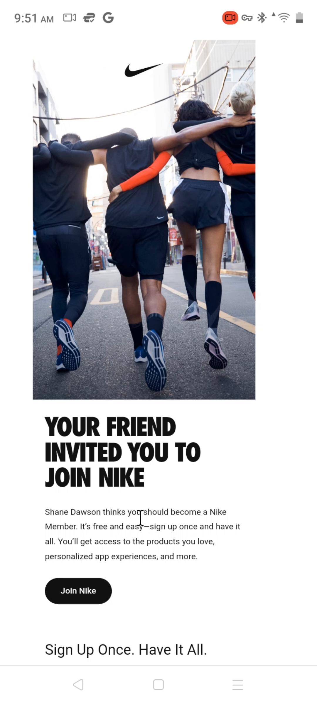 Accepting an invite on Nike Run Club video screenshot