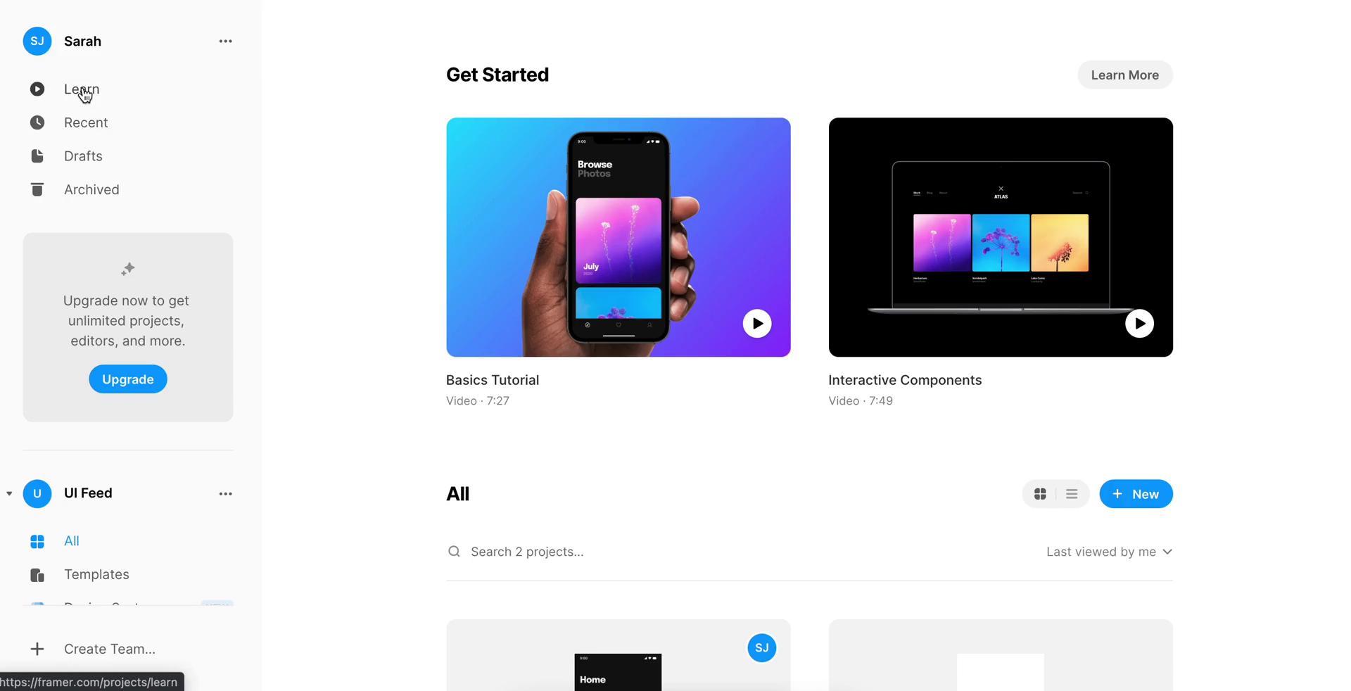 General browsing on Framer video screenshot