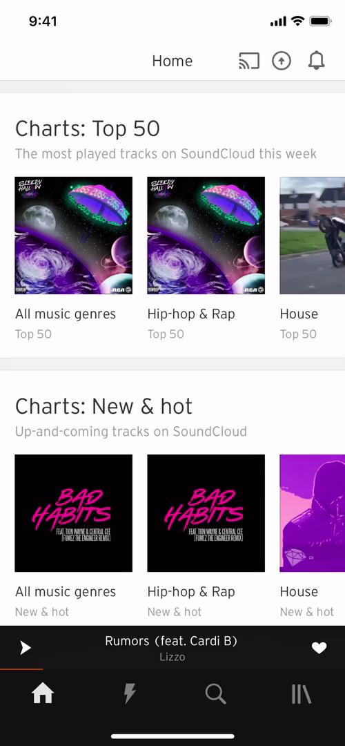 Screenshot of Searching on SoundCloud