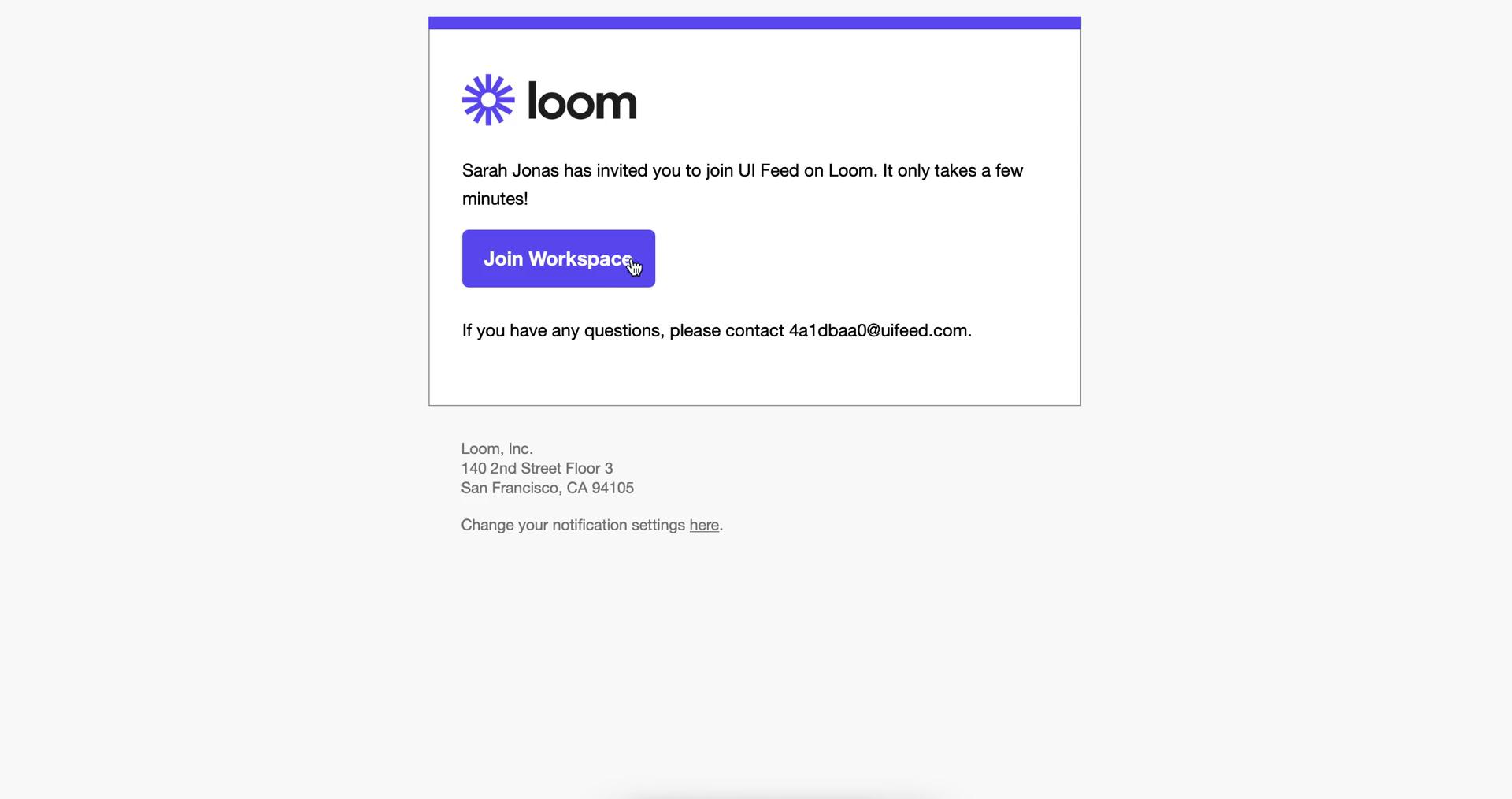 Accepting an invite on Loom video screenshot