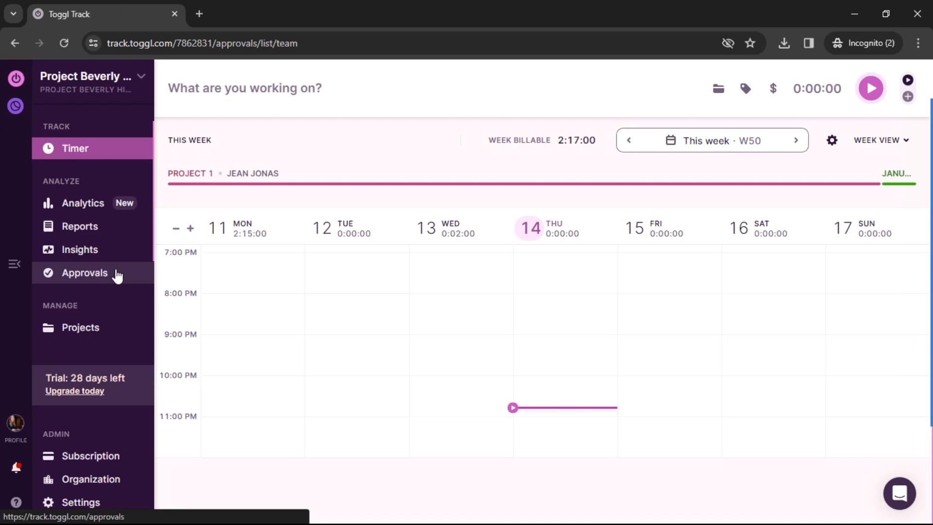 Setting up timesheet on Toggl Track video screenshot