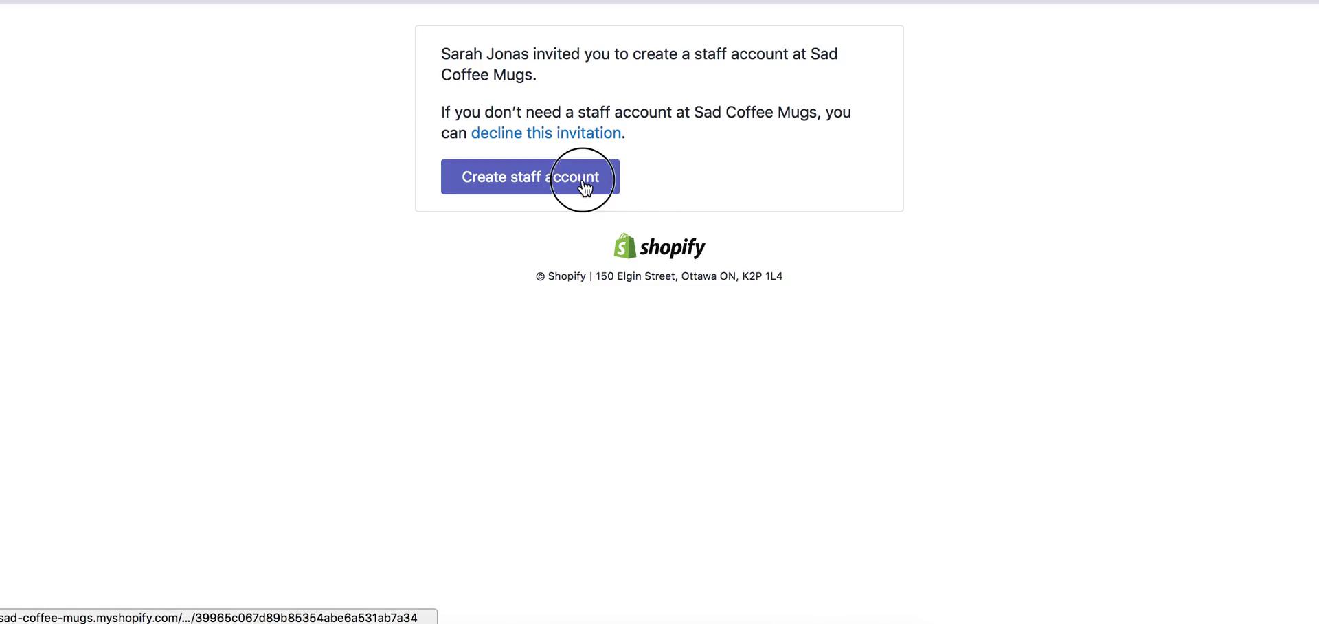 Accepting an invite on Shopify video screenshot