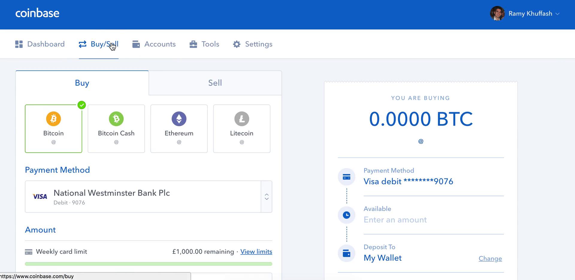 Buying crypto currency on Coinbase video screenshot