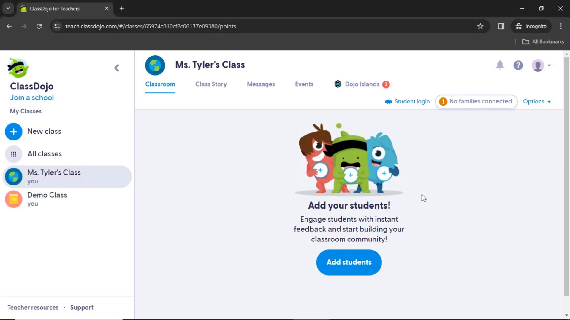 Adding a student on ClassDojo video screenshot