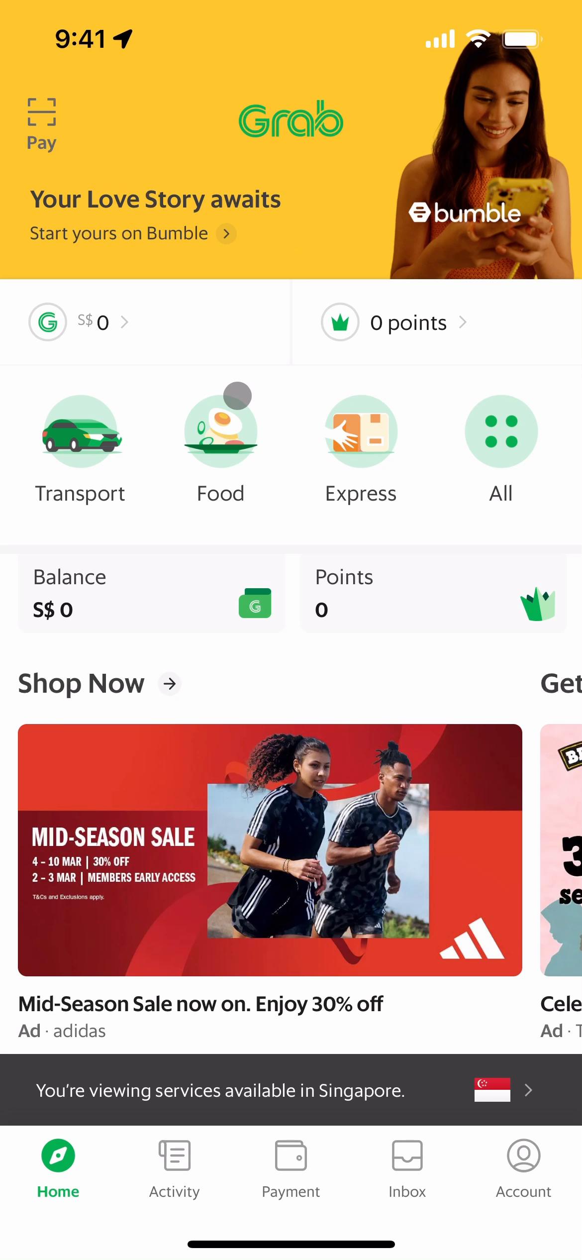 Screenshot of Saving on Grab