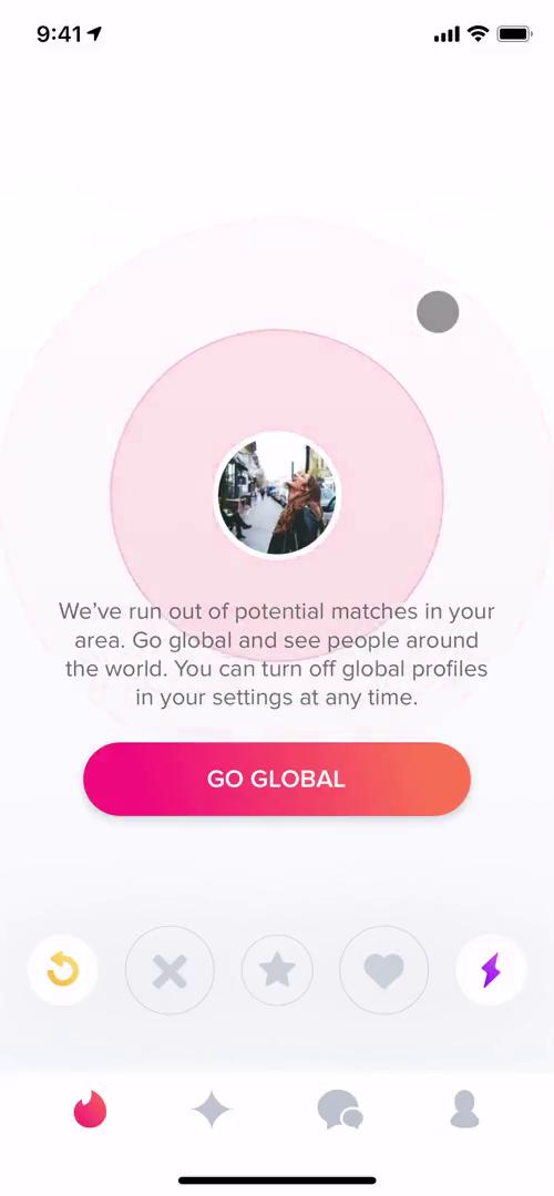 Screenshot of General browsing on Tinder