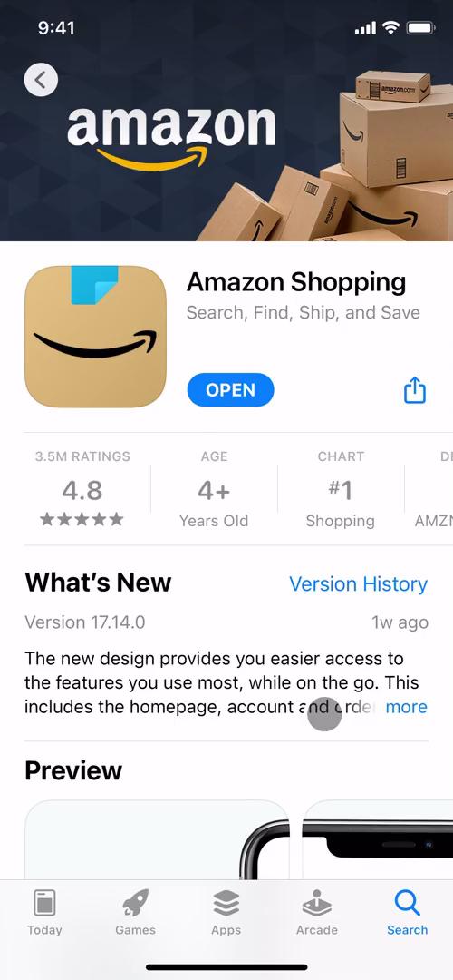 Screenshot of Onboarding on Amazon