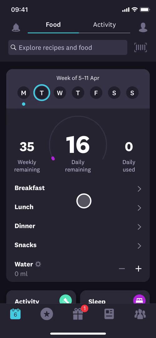 Tracking activity on WW (Weight Watchers) video screenshot