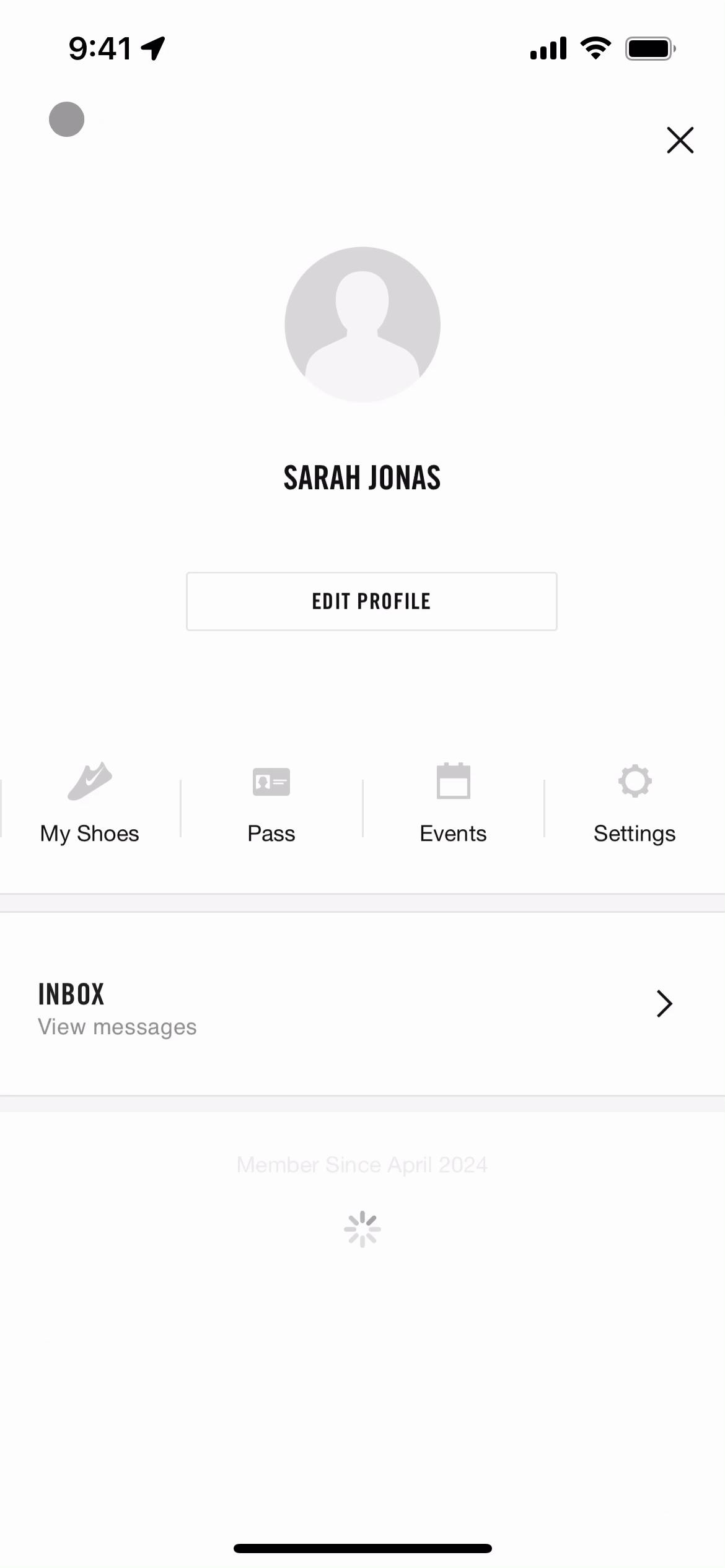 Screenshot of Updating your profile on Nike Run Club