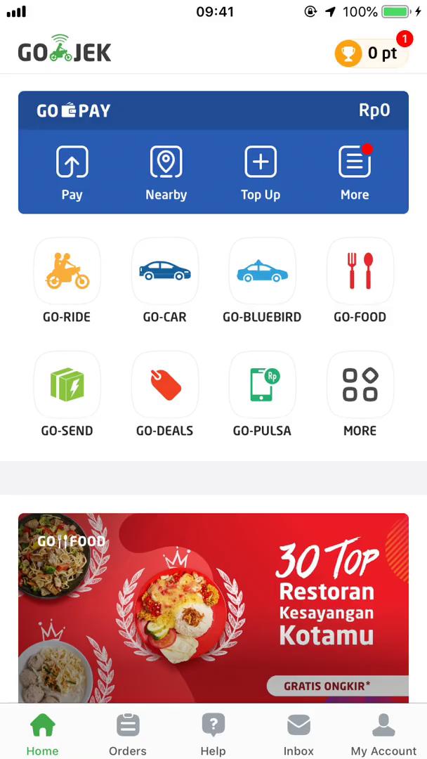 Screenshot of Customization settings on Go-Jek