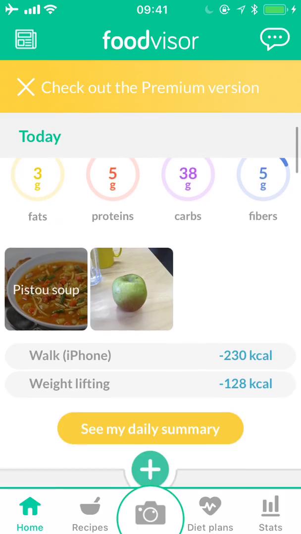 Tracking activity on Foodvisor video screenshot