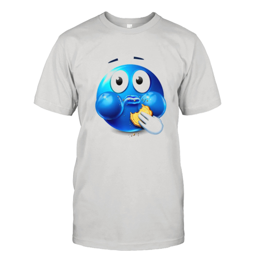 Blue Emoji Eating A Cookie Shirt Man Black Size Up To 5xl