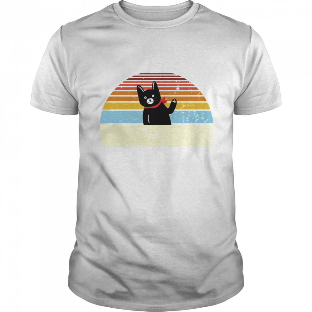 Cat Retro Style Funny Cats Lover Cats Black Cat Shirt Man Black Size Up To 5xl