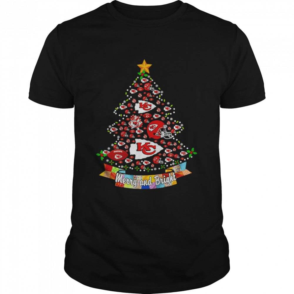 Kansas City Chiefs Christmas Tree Merry And Bright Shirt Man Black Size Up To 5xl