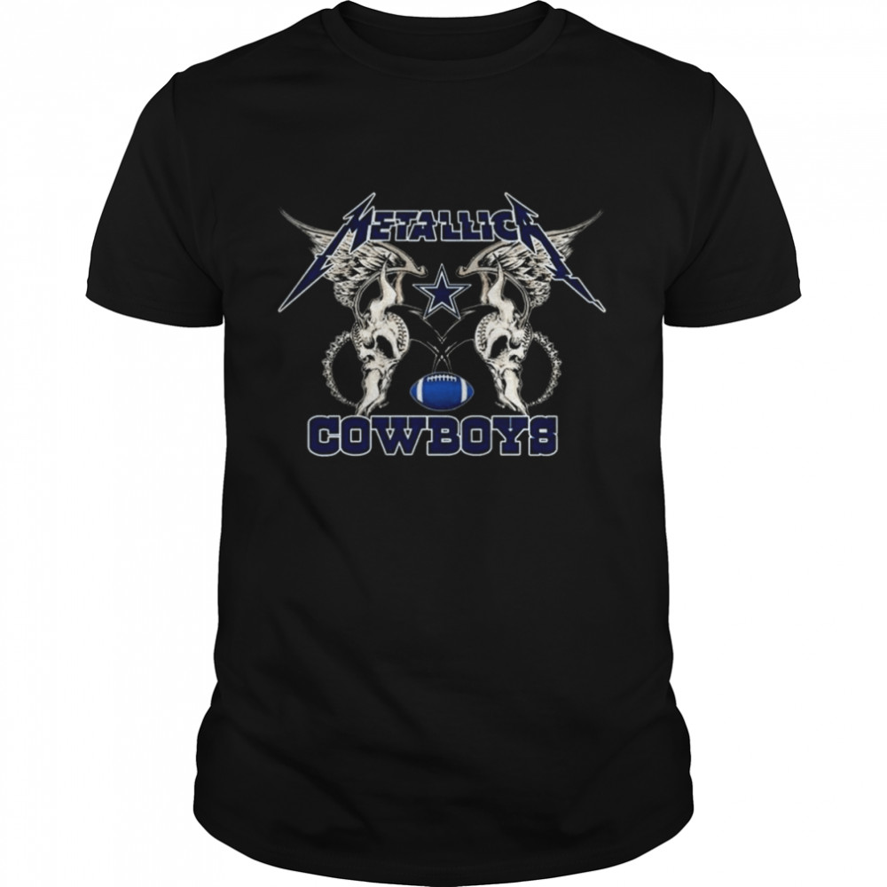 Nfl Dallas Cowboys Logo Black Metallica Wings Shirt Man Black Size Up To 5xl