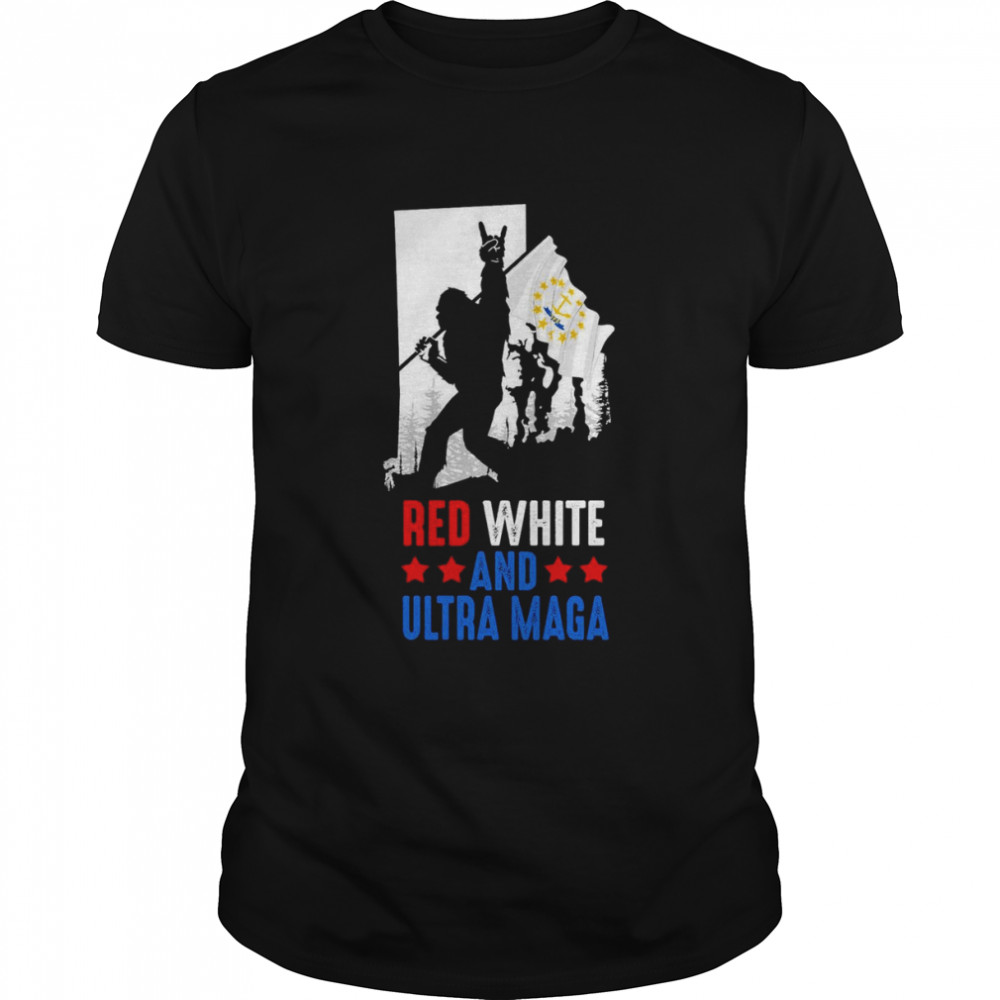 Rhode Island America Bigfoot Red White And Ultra Maga Shirt Man Black Size Up To 5xl
