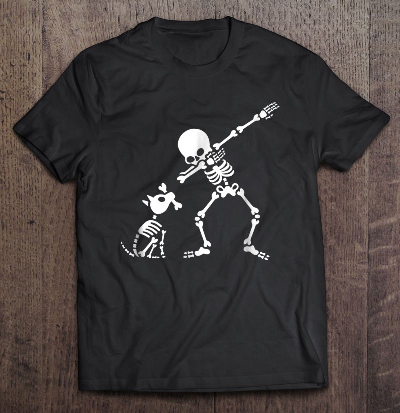 Dab Dabbing Dog Bones Bone Skeleton Halloween Skull Shirt Black Man Size Up To 5xl