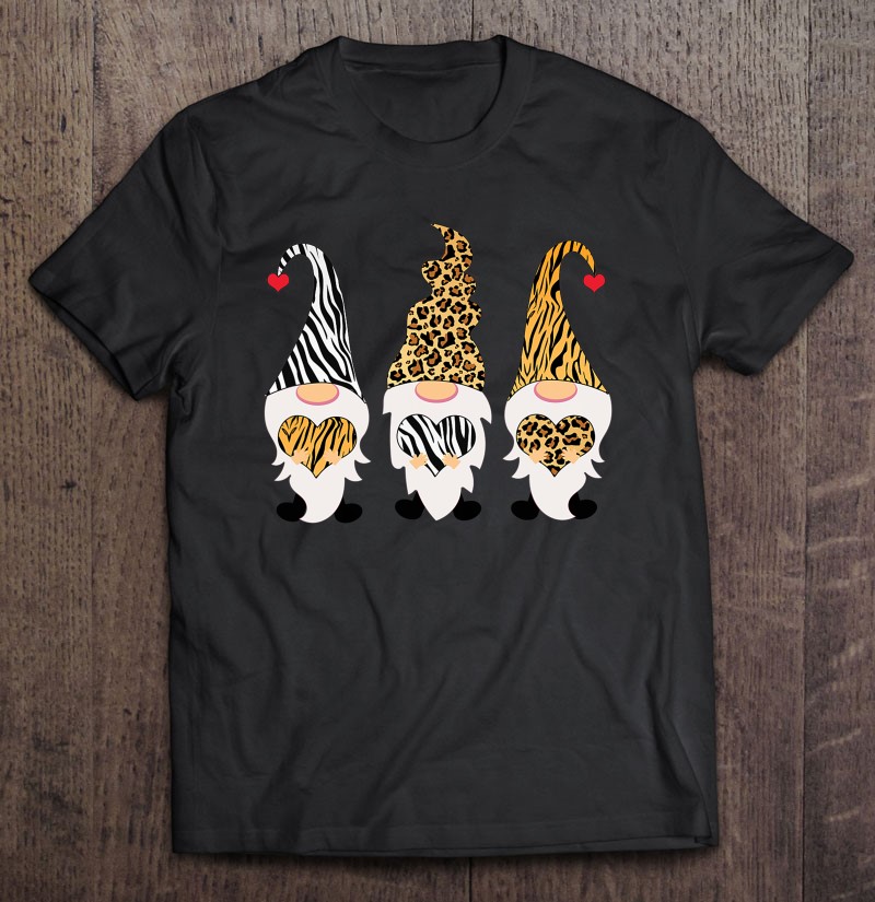 Valentines Day Gnomes Leopard Cheetah Zebra Print Shirt Gift Man Black Size Up To 5xl