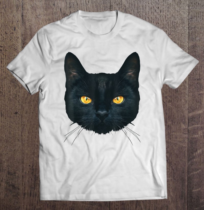 Black Cat Face Yellow Eyes Halloween Shirt Gift Man Black Size Up To 5xl