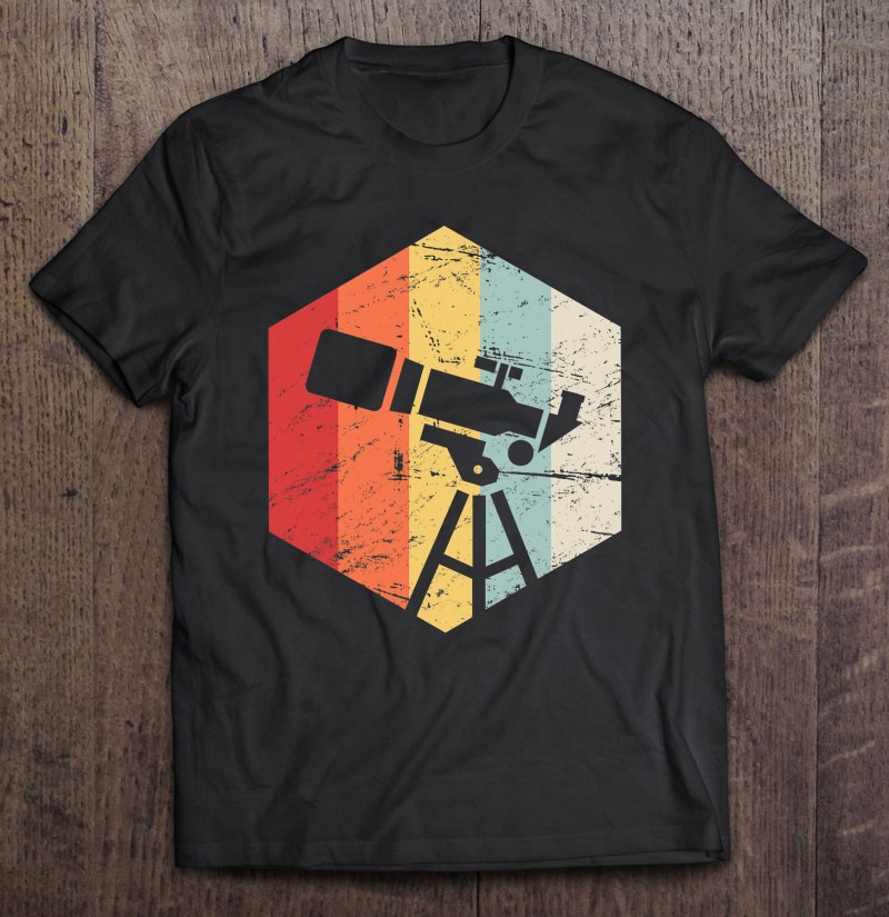 Retro Astronomy Telescope Shirt Gift Black Man Size Up To 5xl