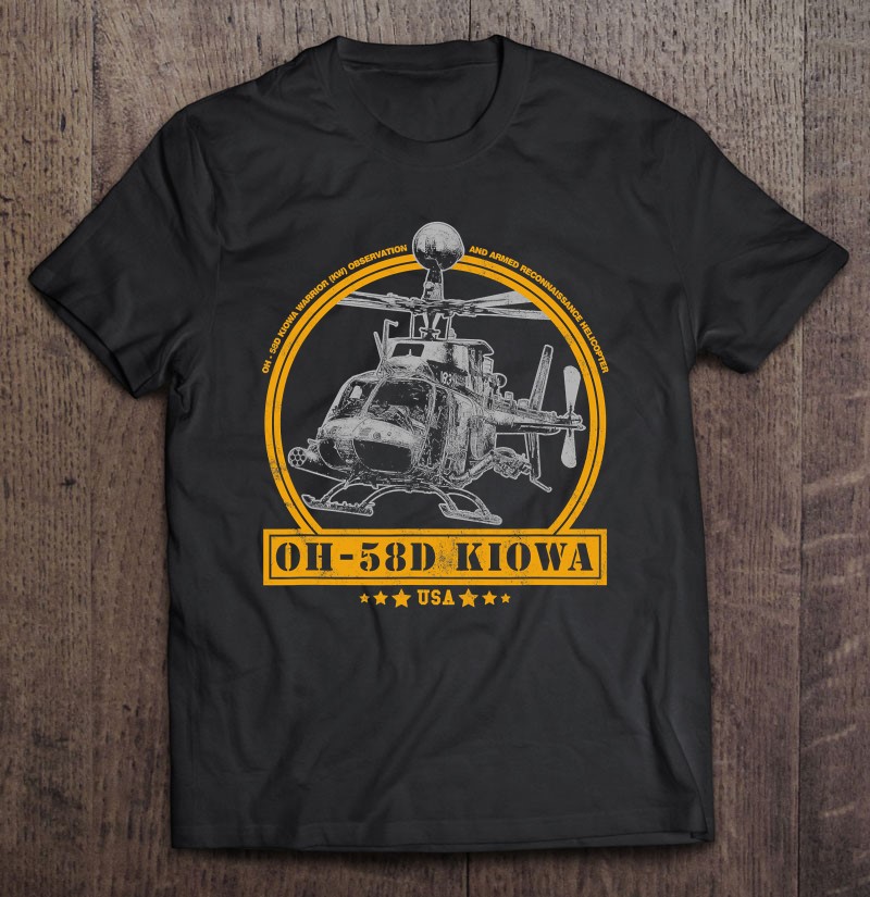 Oh-58d Kiowa Warrior Helicopter Gift Shirt Gift Man Black Size Up To 5xl