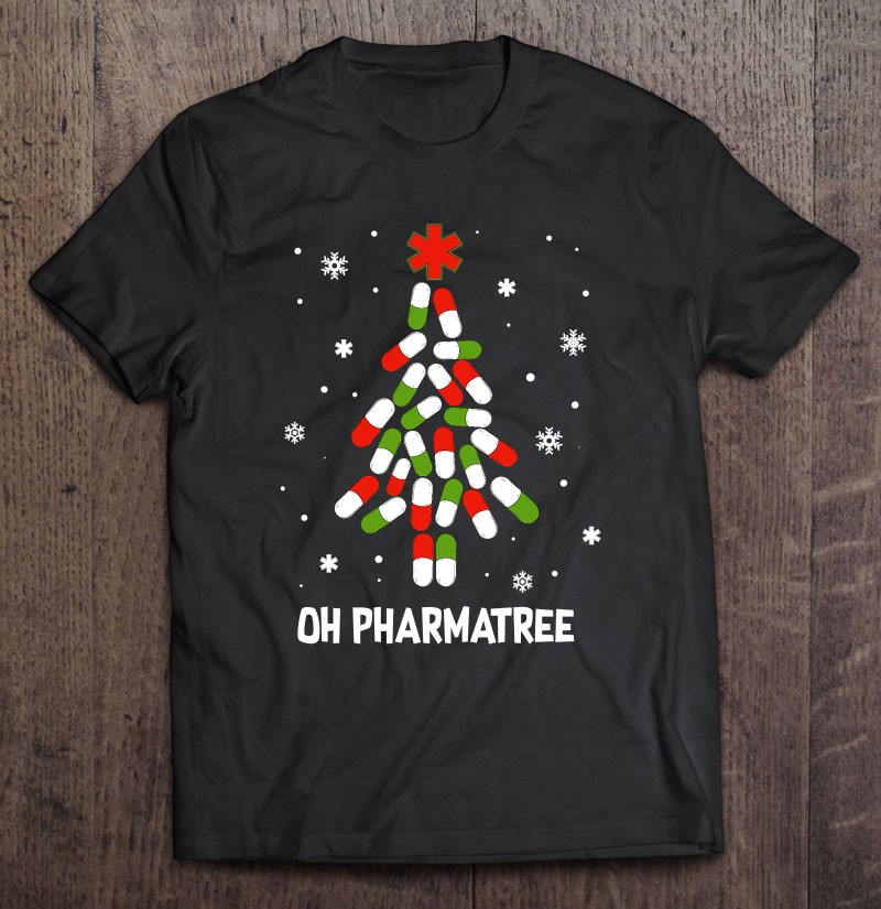 Oh Pharmatree Pills Christmas Tree Lights Pharmacy Crew Shirt Gift Man Black Size Up To 5xl
