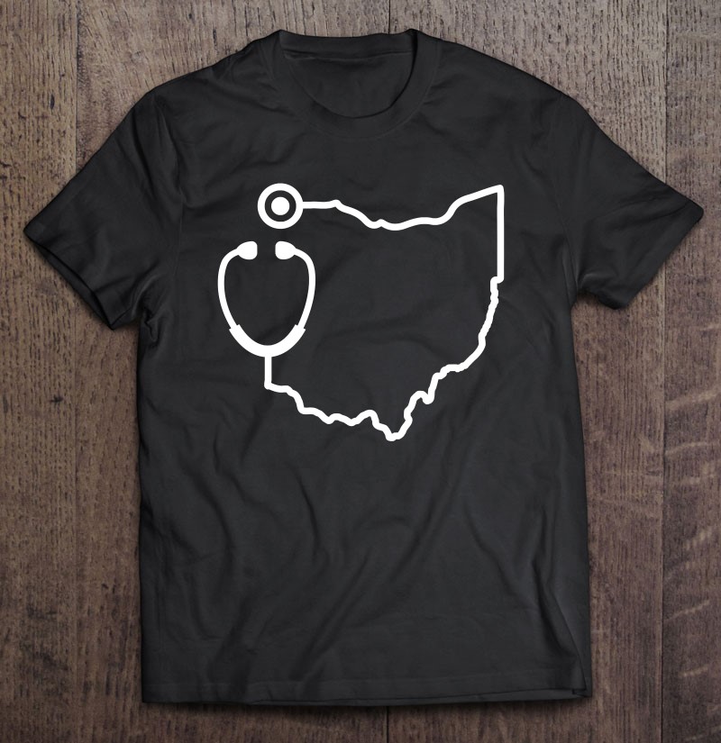 Ohio Stethoscope Medical Professional State Shape Shirt Gift Man Black Size Up To 5xl