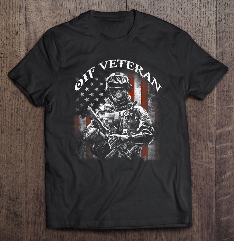 Oif Veteran Armed Skull American Flag Shirt Gift Man Black Size Up To 5xl
