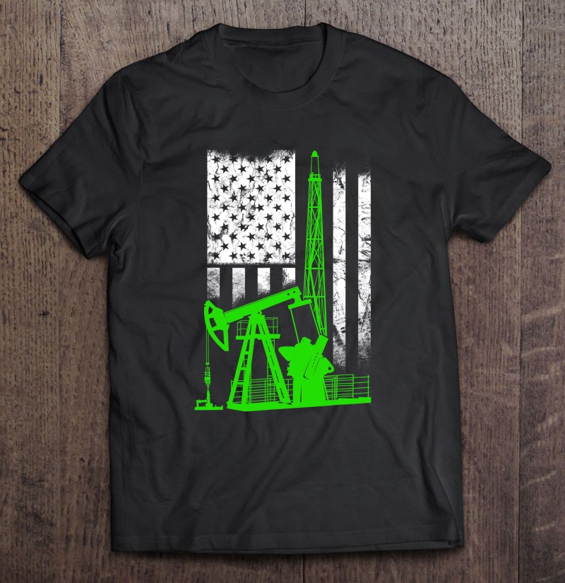 Oilfield Flag America Us St Patricks Day Drilling Rig Shirt Gift Man Black Size Up To 5xl