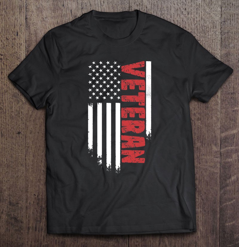 Veteran American Usa Flag Patriotic Veteran Vet Shirt Gift Man Black Size Up To 5xl