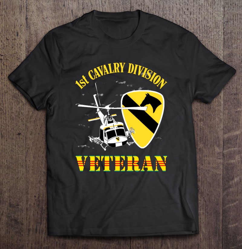 Veteran Army 1st Cavalry Division Csib Helicopter Vietnam Service Medal Ribbon Shirt Gift Man Black Size Up To 5xl