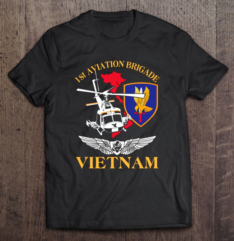 Veteran Army Vietnam War 1st Aviation Brigade Csib Helicopter Gunner Badge Shirt Gift Man Black Size Up To 5xl