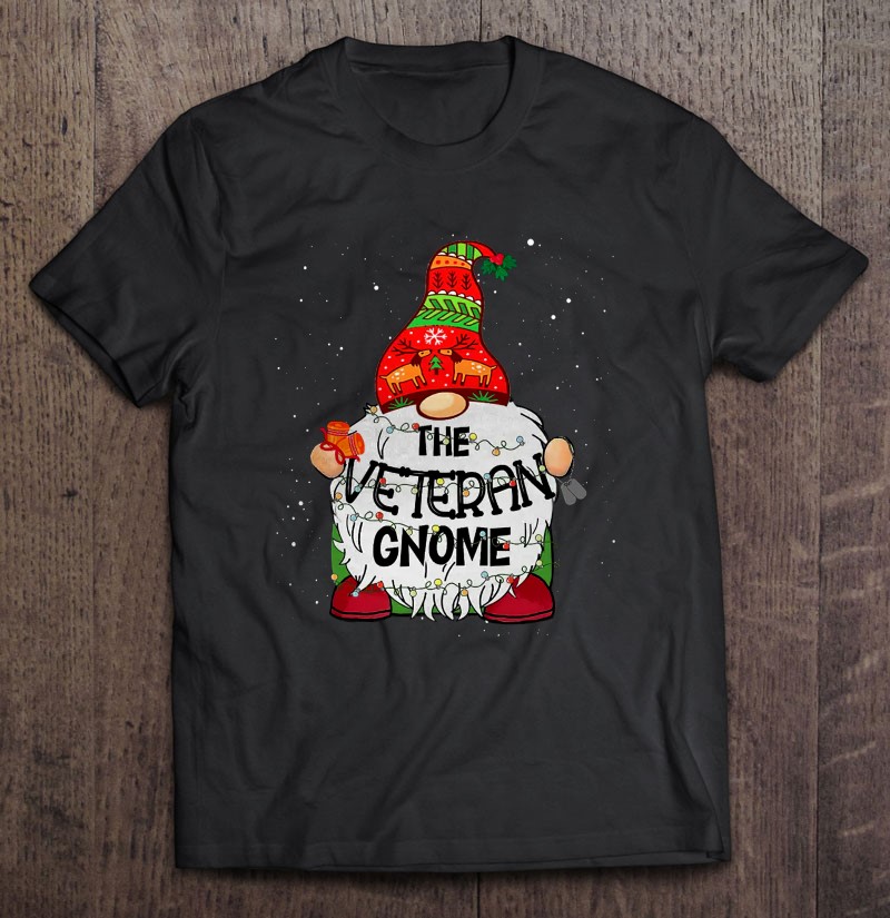 Veteran Gnome Christmas Tree Light Shirt Gift Man Black Size Up To 5xl