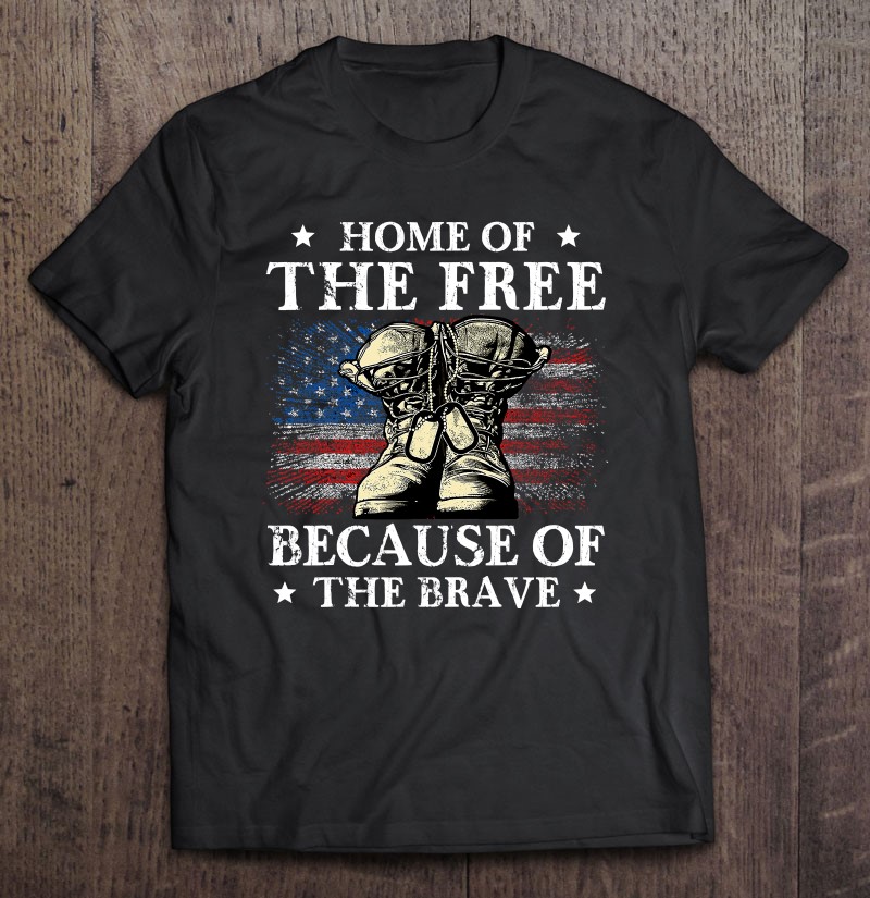 Veterans Combat Boots Flag Patriotic Home Of The Free Men Shirt Gift Man Black Size Up To 5xl