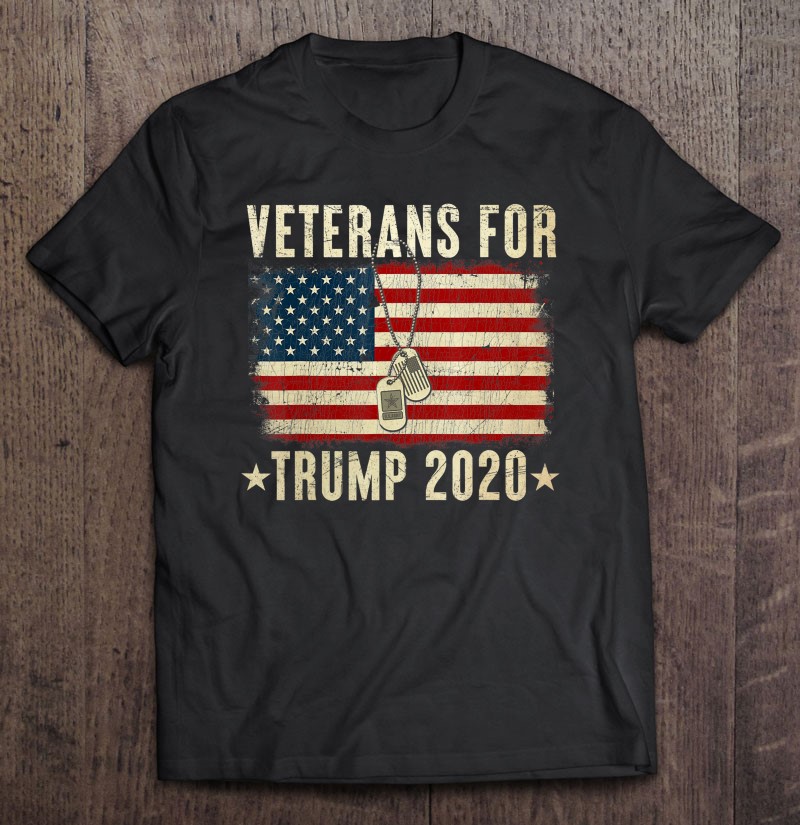 Veterans For Trump 2020 Vintage American Flag Patriotic Gift Shirt Gift Man Black Size Up To 5xl