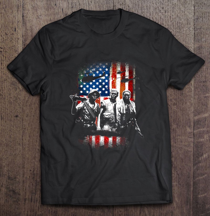 Vietnam Veterans 3 Soldiers American Flag Shirt Gift Man Black Size Up To 5xl