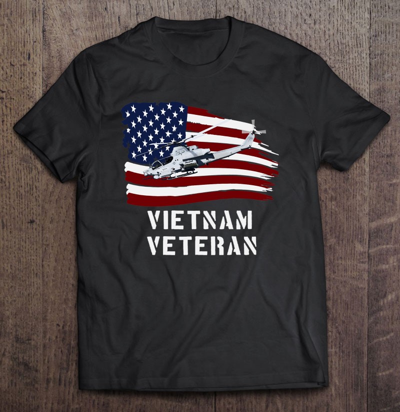 Vietnam Veterans Ah-1 Cobra Helicopter American Flag Shirt Gift Man Black Size Up To 5xl