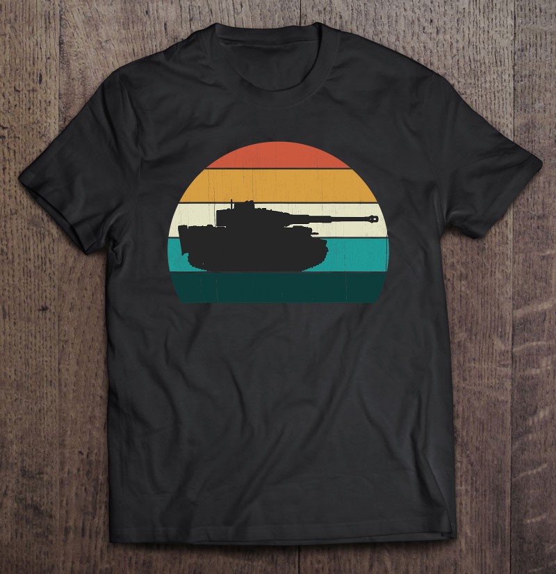 Vintage Tiger Tank World War 2 Ww2 History Retro Sunset Shirt Gift Man Black Size Up To 5xl