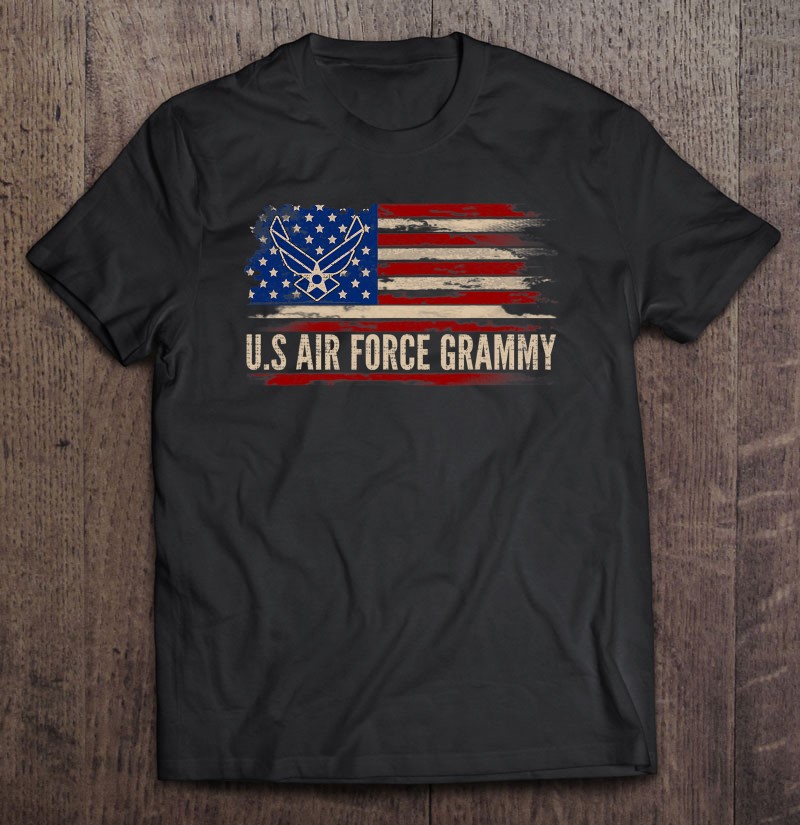 Vintage Us Air Force Grammy American Flag Veteran Gift Shirt Gift Man Black Size Up To 5xl