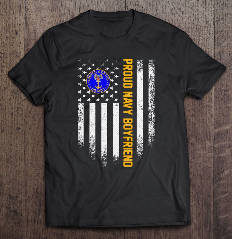 Vintage Usa American Flag Proud Us Navy Veteran Boyfriend Shirt Gift Man Black Size Up To 5xl