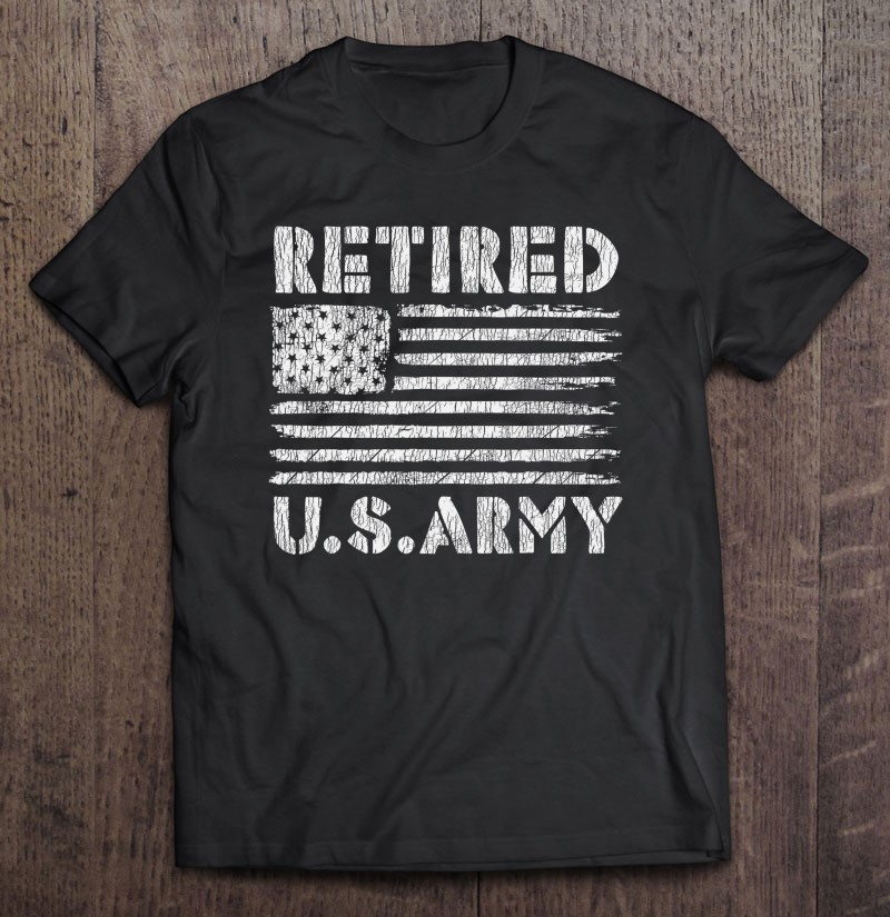 Vintage Usa Flag Hero Proud Retired Us Army Veteran Shirt Gift Man Black Size Up To 5xl