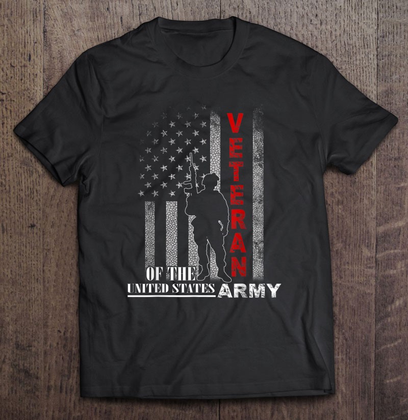 Vintage Veteran Army American Flag Veteran Shirt Gift Man Black Size Up To 5xl
