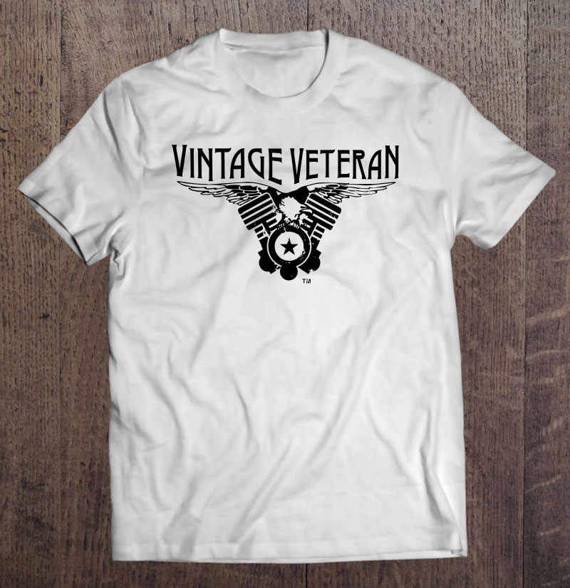 Vintage Veteran Black V-twin Eagle Shirt Gift Man Black Size Up To 5xl