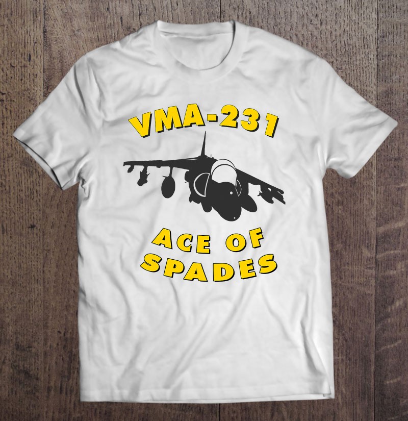 Vma 231 Ace Of Spades Attack Squadron Av-8b Harrier Shirt Gift Man Black Size Up To 5xl