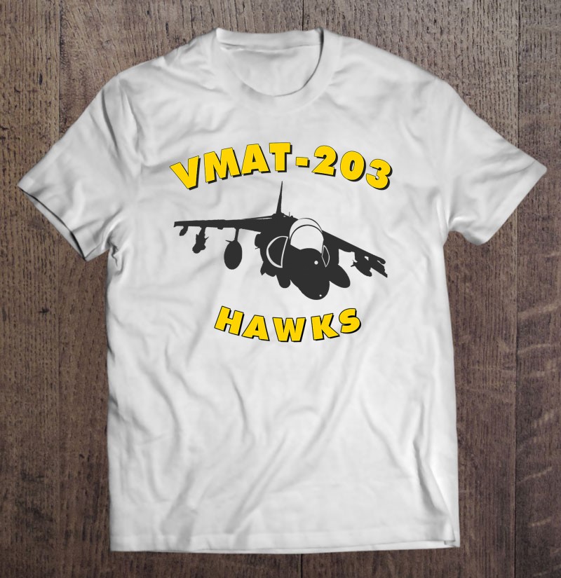 Vmat-203 Hawks Av8b Harrier Attack Training Squadron Shirt Gift Man Black Size Up To 5xl