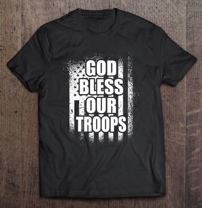 Womens God Bless Our Troops Red Friday Military V-neck Shirt Gift Man Black Size Up To 5xl