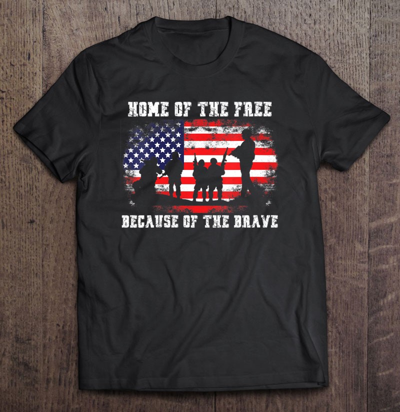 Womens Home Of The Free Because Of The Brave American Flag V-neck Shirt Gift Man Black Size Up To 5xl